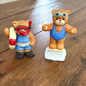 Enesco Vintage Diving & Swimming Bear Set - Brown, Blue, Red, and Black